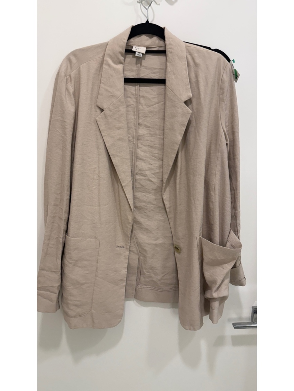 A New Day Beige Oversized Blazer XL Relaxed Boyfriend Blazer Minimalist Neutral